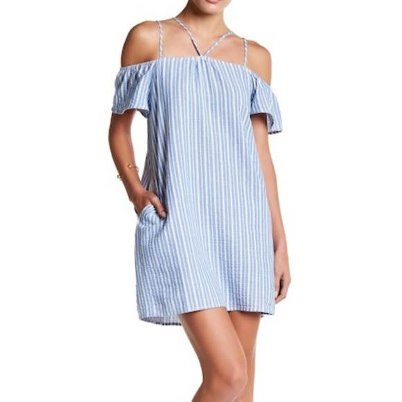 Lush Dresses & Skirts - *HP*Lush Strappy Cold Shoulder Striped Mini Dress.